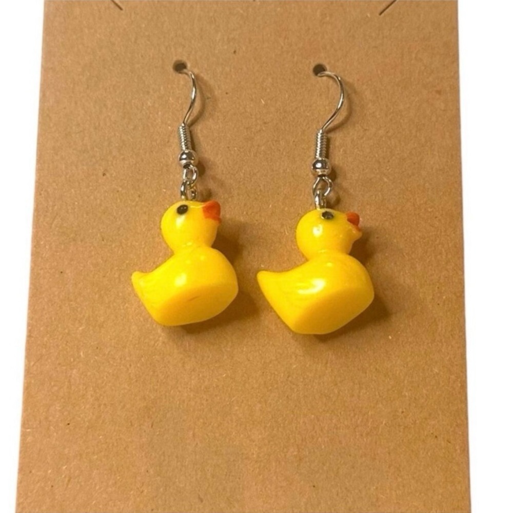 Rubber Duckie Silver Earrings NEW - Picture 3 of 6